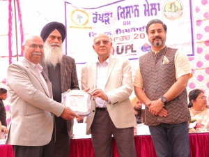 Dr. Parbodh Chander Sharma Director ICAR-Central Soil Salinity Research Institute being honoured at the Rakhra Kisan Mela.