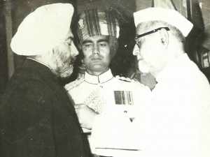 Late Dr. Amrik Singh Cheema founder of the association being honoured by the President of India with the Gold Medal.